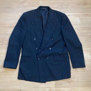 VTG 80s Christian Dior Le Connaisseur Men's Pinstripe Double Breasted Blazer 44R